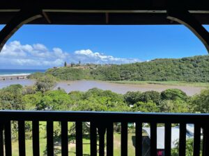 View from log cabins